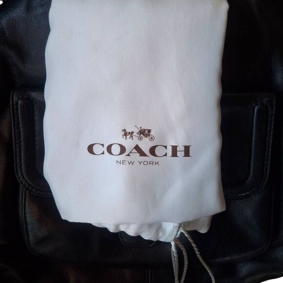 Coach Campbell Black Leather Shoulder Bag w/ Dust Bag – Triple Compartment – Gol - Picture 13 of 13